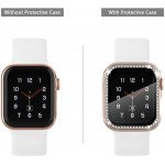 Wholesale Crystal Diamond Rhinestone Case with Built In Tempered Glass Screen Protector for Apple Watch Series 6/5/4/SE [40mm] (Clear)